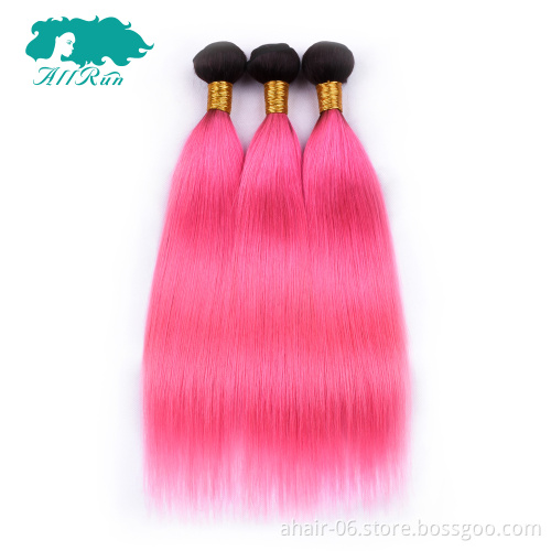 Pink Color Human Hair Bundles, Remy Hair Pink Color